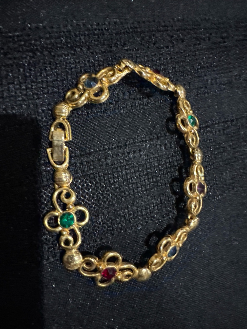 Vintage gold -Tone Multi-Stone Women's Bracelet - Pink, Green, Blue, Purple, Red